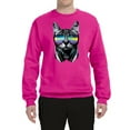 thumbnail image 2 of DJ Kitty Cat with Headphones | Mens Cat Lover Crewneck Graphic Sweatshirt, Fuschia, X-Large, 2 of 3