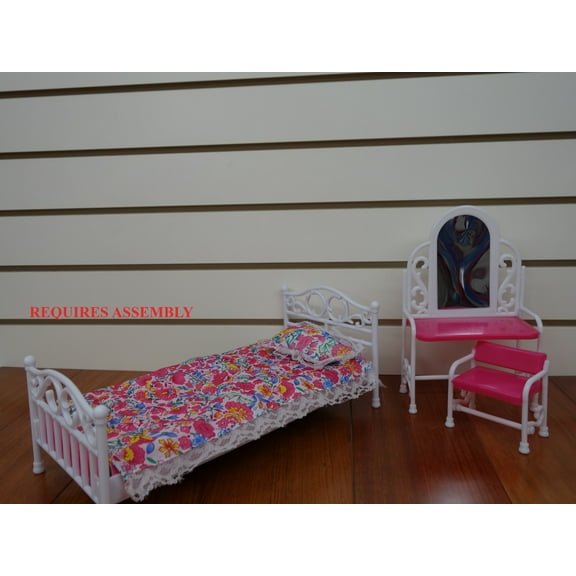 Gloria Beauty Bedroom Play Set , 11.5" Barbie Doll size doll house furniture set