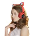 thumbnail image 4 of 2021 Auriculares plegables inalámbricos Bluetooth LED con orejas de gato Micrófono incorporado Compatible con cable de audio y tarjeta TF, 4 of 7