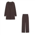 thumbnail image 2 of Conjunto de 3 Piezas de Punto para Mujer: Cárdigan de Larga, Camiseta Sin Mangas, Pantalón y Chándal. Café 4XL, 2 of 4