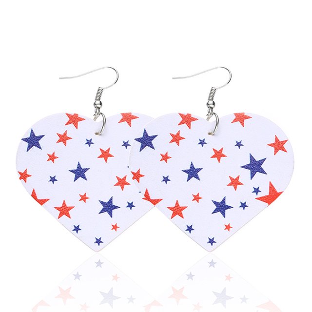 Pendientes de cuero Qarigey gota de agua forma de hoja color rojo blanco azul