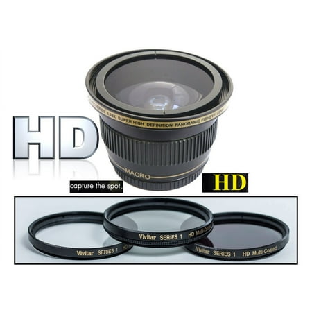 Elite Series HD Fisheye Lens and 3-Pc Filter Set for Canon EOS M200 (49mm Compatible)