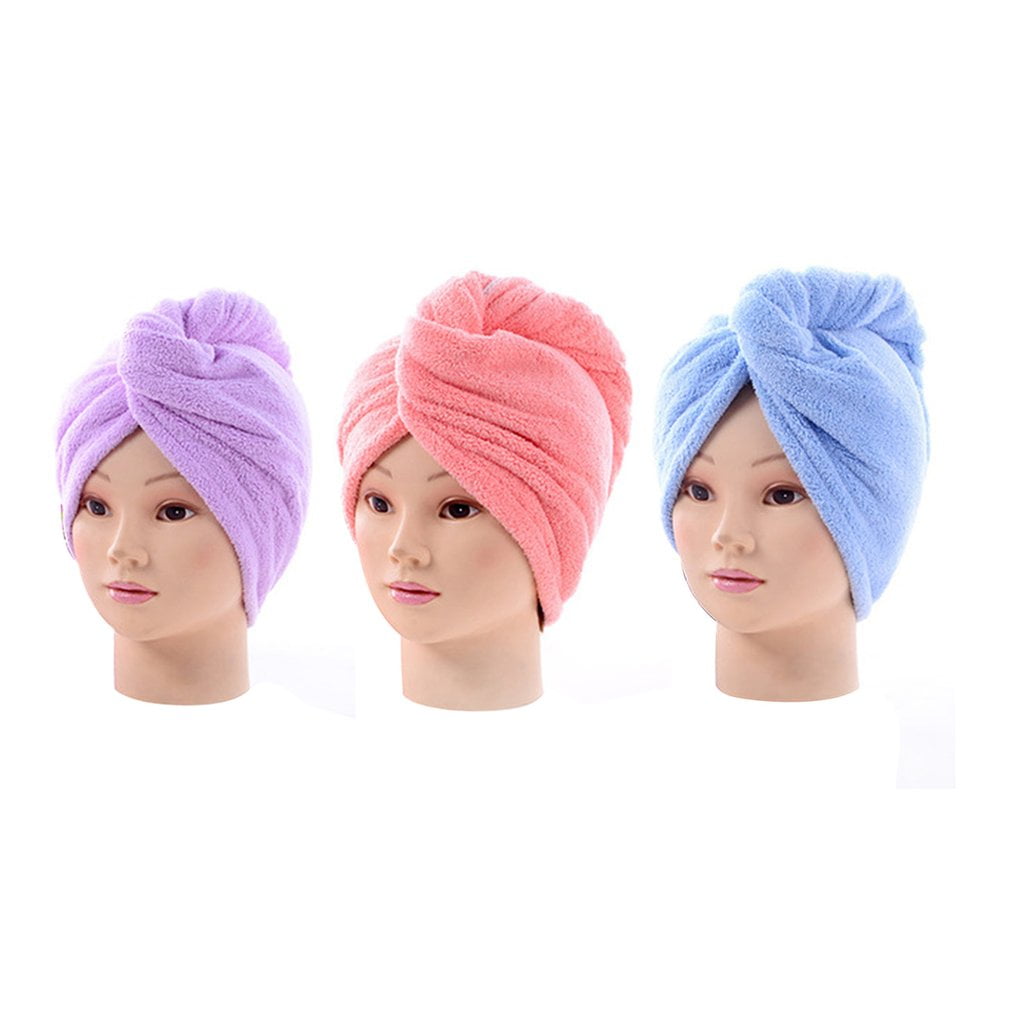 1-5PCS Hair Towel Coral Fleece Rainbow Towel Drying Hair Wrap Turban Bathing Cap 