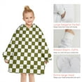 thumbnail image 6 of Olive Green and White Checkerboard Pattern Blanket Hoodies for Kids 6-13YR Oversize Wearable Blanket Hoodies for Boys Girls Teens, 6 of 7