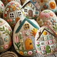 thumbnail image 2 of Patchwork Felt Egg House DIY Kit Felt Easter Eggs House Kit DIY Embroidery Felt Kit Holiday Decoration Easter Eggs Home Ornaments Parent-Child Interaction with Material Package Instructions, 2 of 10