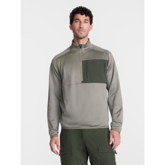 Ozark Trail Men's Half Zip Pullover with Long Sleeves, Sizes S-3XL