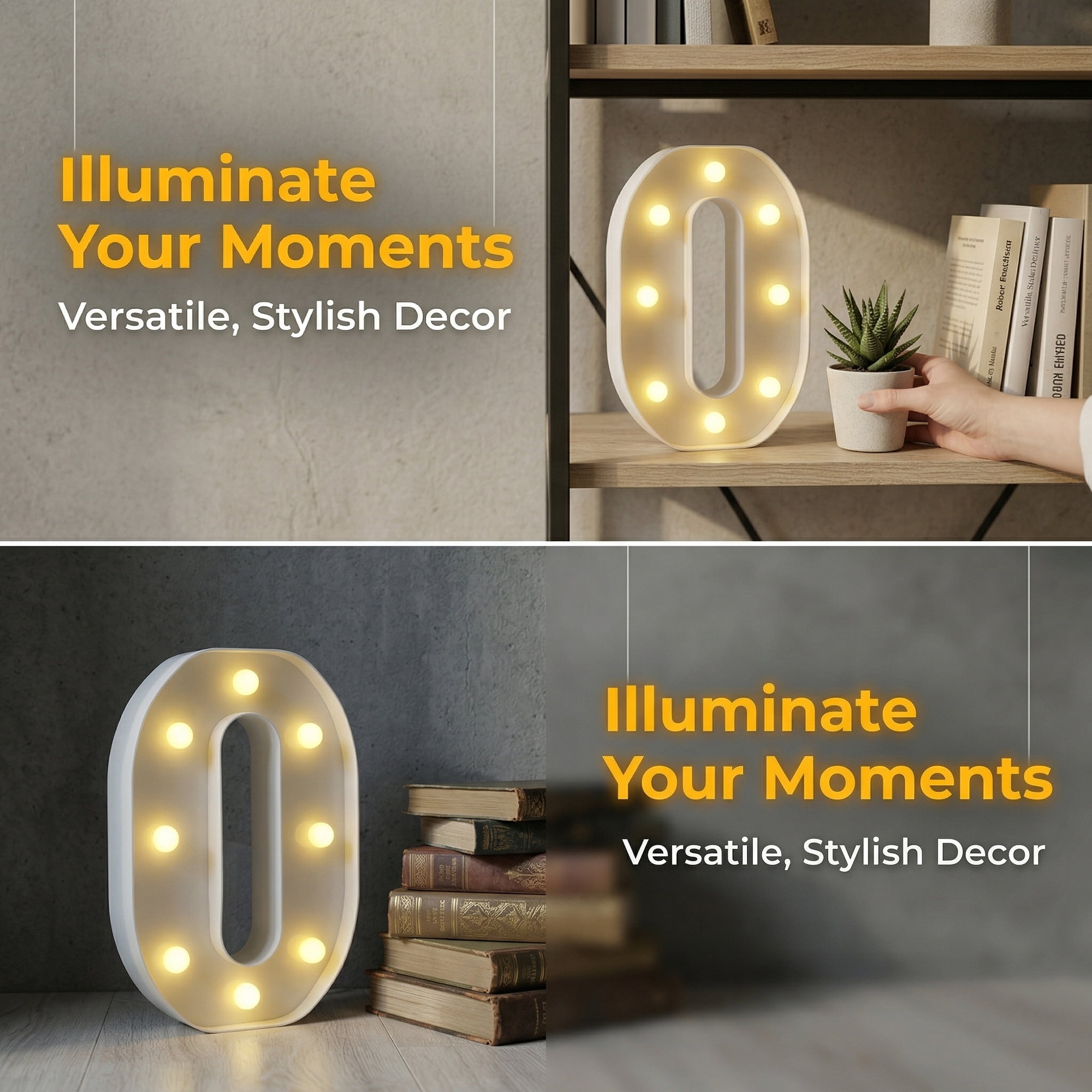 Unique Bargains Marquee Letters With Lights LED Light Up Signs Letter O 6.5"L x 1.5"W x 8.5"H