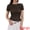 Deep Brown, variant on DARING DIVA Women's Smocked Plaid Short Sleeve Crew Neck Ruffle Tops Shirt S Gray Green