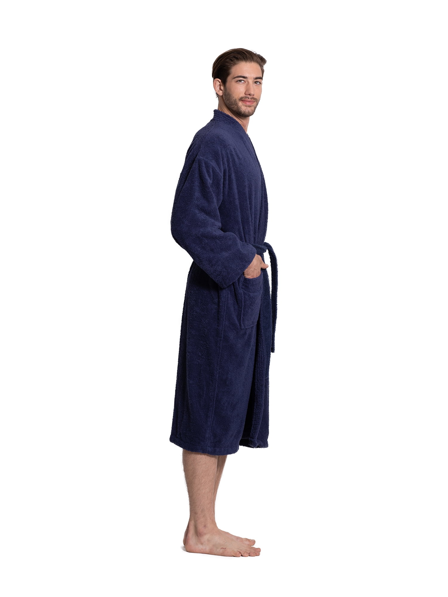 Egyptian Cotton Men's 100%Turkish Terry loop Jacquard Waffle kimono collar Robe 