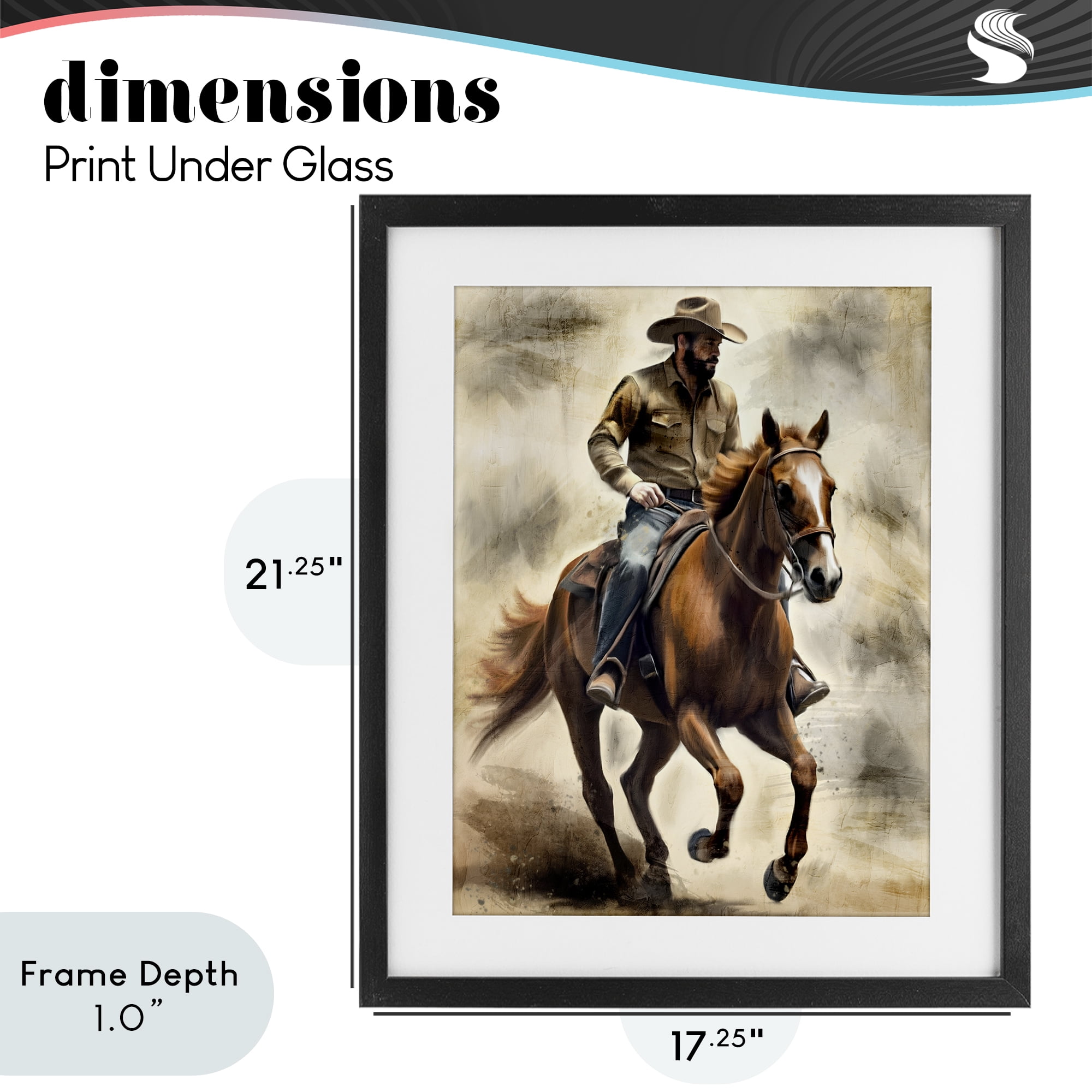 Stupell Industries Gallop Horse & Cowboy Black Framed Print Under Glass, design by Kim Allen