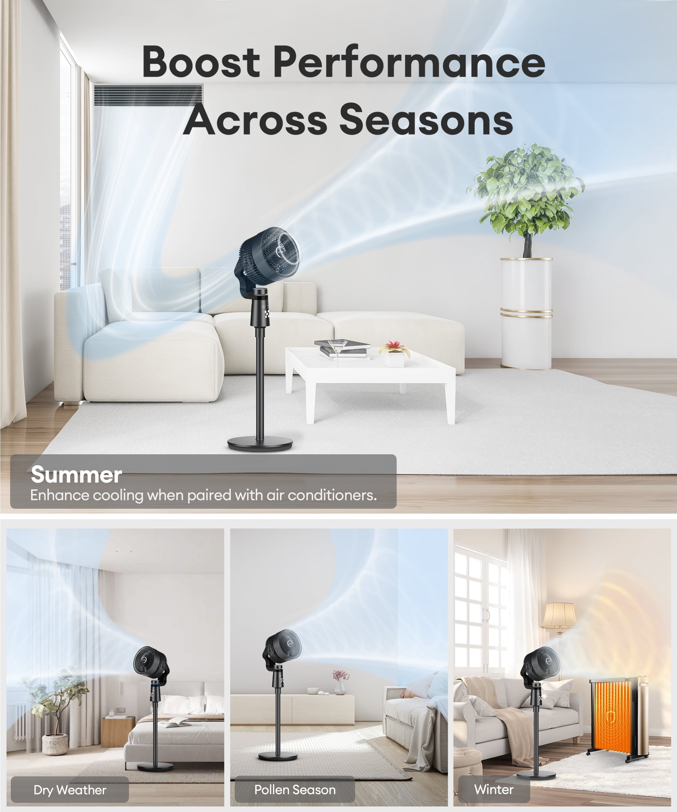NFTIGB Pedestal Fans with Remote,75°+75° Oscillating Air Circulator Fan, 3 Speeds 3 Modes, 2025 New