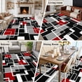 thumbnail image 5 of Red Black Geometric Area Rugs 5'x8', Washable Small Throw Rugs for Classroom Bedroom, Modern Color Block Abstract Indoor Outdoor Rug Non-Slip Low Pile Carpet Runner Reversible Floor Mats, 5 of 8