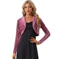 thumbnail image 1 of Bolero Elegante de Terciopelo para Mujer Bolero Crop Cardigan para Cóctel Chaqueta Corta Violeta XL, 1 of 6