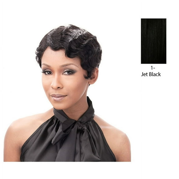 100 Percent Human Hair Wig Finger Roll,Black