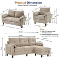 thumbnail image 7 of Soscana Living Room Furniture Set,Convertible Sectional Sofa with Storage Ottoman and Accent Chair and Loveseat,Modern Linen 6 Seat L Shaped Couch Sofa Set for Living Room,Office,Apartment,Studio, 7 of 7