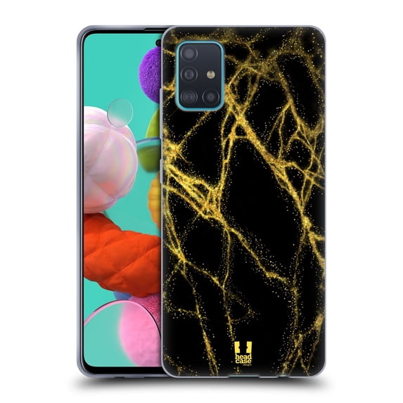 Head Case Designs Glittery Marble Prints Gold Soft Gel Case Compatible with Samsung Galaxy A51 (2019)