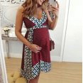 thumbnail image 3 of gakvbuo Maternity Dress For Women Plus Size Summer Baby Shower Pregnancy Dresses For Photoshoot Maternity Clothing Ladies Summer Fashion Print Sleeveless Suspenders Maternity Clothe Dress, 3 of 6