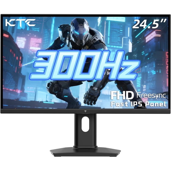 KTC 24.5 Inch 300Hz Gaming Monitor - FHD 1080P Fast IPS PC Gaming Monitor 1ms, Adaptive Sync, HDR, 240Hz Monitors Gamer with DisplayPort 1.4 x1, HDMI 2.0 x2, 119% sRGB, VESA Mount, DP Cable, H25Y7