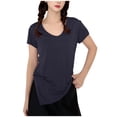 thumbnail image 2 of Womens Tops Summer Short Sleeve V Neck Business Elegant Tunic Blouses Dressy Casual Shirt Loose Fit Work T-Shirts 2025 Dark Gray XL, 2 of 3