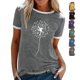 thumbnail image 4 of Camiseta de mujer con cuello redondo y manga corta con estampado de flores, camiseta informal para mujer, Top para citas, trabajo diario, gris claro XXL, 4 of 6