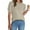 Khaki, variant on Tumotour Summer Tops For Women 2025 Vacation Ladies' Casual Loose Solid Color Round Neck Lantern Sleeve Short Sleeved Top
