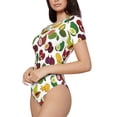 thumbnail image 2 of Daiia Colorful Fruits print Women's Crew Neck Short Sleeve Bodysuit Fashion Tops Fit Casual Basic Extender Bodysuit-X-Large, 2 of 9