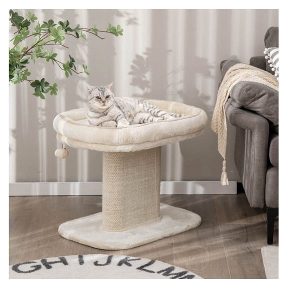 Cat Tree Tower with Plush Perch & Sisal Scratching Post - Modern 2-Tier Kitten Activity Center - Stable Cat Climbing Tree for Indoor Cats