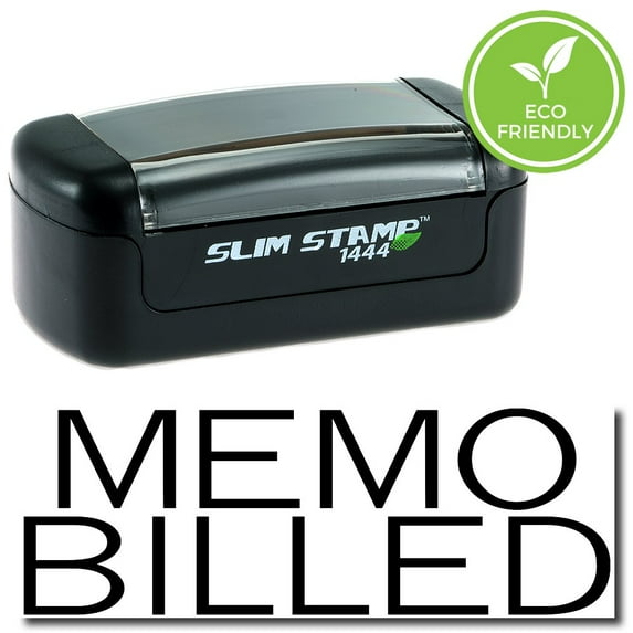 Slim Pre-Inked Memo Billed Stamp with Red Ink