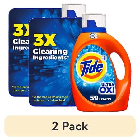 (2 pack) Tide Ultra Oxi Liquid Laundry Detergent, HE Compatible, 84 fl oz, 59 Loads