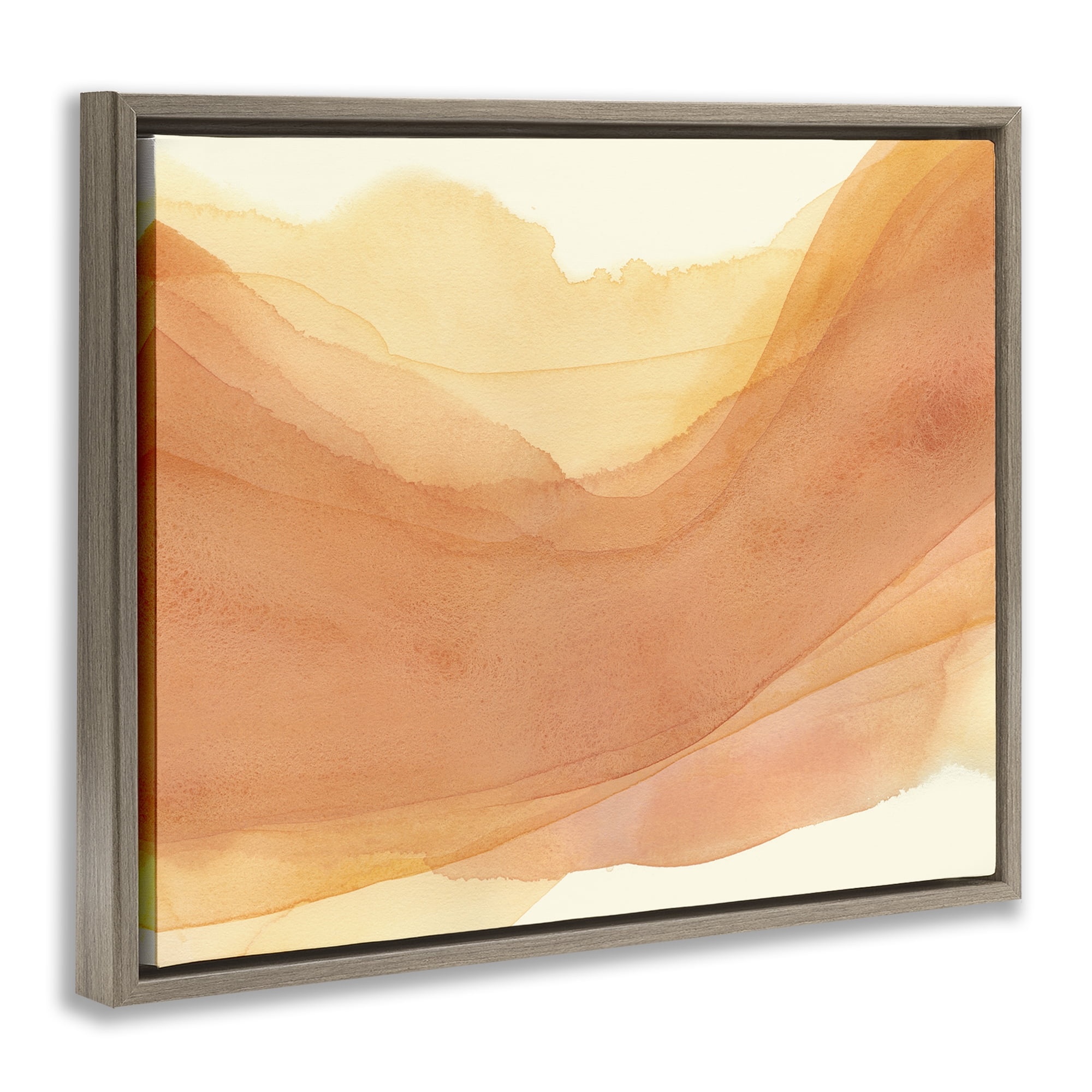 Stupell Industries Orange Splash Wave Abstract Painting Brown Floater Framed Canvas Art Print Wall Art, 21 x 17