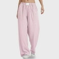 thumbnail image 2 of GEWSEY Women's Striped Gingham Boxer Pants Cotton Pajama Lounge Pj Casual Plaid Trousers Y2K Beach Bottoms with Pockets (Pink, XL), 2 of 7