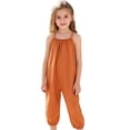 thumbnail image 6 of Favoffer Little Girls Jumpsuit Solid Color Loose Fit Straps Design Casual One Piece Bottoms Cute Romper for Infant Daily Wear 6M-3Y, 6 of 6