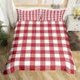 thumbnail image 2 of Manfei Female Men Women Minimalist Abstract Grid 2-Piece Comforter Cover Toddler Size,Vintage Aesthetic Geometric Buffalo Bedding Sets Toddler Size,Red White Ultra Soft Bed Set(No Comforter), 2 of 6