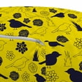 thumbnail image 3 of Yellow Bird Pouf Cover with Zipper, Bicolour Design Pattern of Silhouette Style Avian and Flower Petals, Soft Decorative Fabric Unstuffed Case, 30" W X 17.3" L, Yellow Indigo, by Ambesonne, 3 of 5