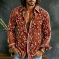 thumbnail image 2 of Men's Long Sleeve Button Down Shirt Casual Floral Pattern Vintage Shirt Bohemian Holiday Vacation Top Shirt, 2 of 5