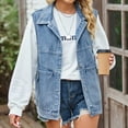 thumbnail image 6 of Herrnalise Womens fashion Oversized Denim Mid Long Jean Sleeveless Jackets Distressed Coat Christmas Gifts For Women, 6 of 7