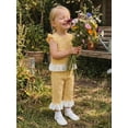 thumbnail image 5 of Loicainy Toddler Baby Girls Summer Outfits 6 12 18 24 Months 2T 3T Flying Sleeve Crew Neck Plaid Print Vest Tops and Elastic Waist Pants Clothes Set, 5 of 9