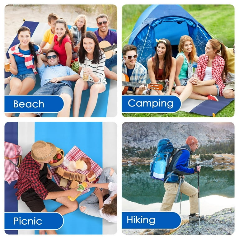 Coperta Da Spiaggia Impermeabile 250x210 Cm - Con Picchetti, Per Mare, Campeggio E Picnic - Foto 5