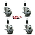 thumbnail image 2 of 3.5 Inch Gray Poly Swivel 1-3/8 Inch Expanding Stem Caster Set with Brake SCC, 2 of 2