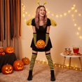 thumbnail image 6 of Dweltoz Women's Striped Over Knee High Socks Rainbow Thigh High Socks with Arm Warmer Fingerless Gloves Goth Y2K Style Set, 6 of 6