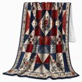 thumbnail image 2 of Vintage Patchwork Floral Medallion Plaid Comfort, Festive autumn celebration Scene, Warm Flannel Blanket for Ranch House and Living Room, Art Lovers autumn celebration Gift, Festive Home Decor, 2 of 7