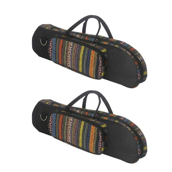 2x Estuche de Trompeta Portátil, Bolsa de Almacenamiento Acolchada con Correa para El Hombro Boho Negro (52x18x13.5cm / 20.47x7 Yuyangstore Estuche blando para trompeta solamente