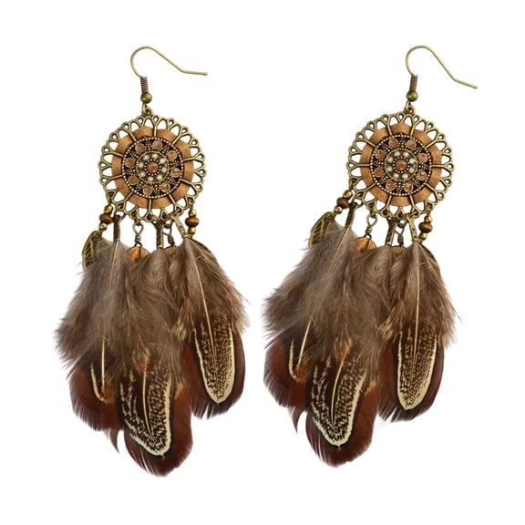 Zeiwohndc Elegant Bohemian Feather Earrings Handcrafted Ethnic Jewelry for Daily Wear