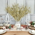 thumbnail image 3 of LKWLPD Flores artificiales para decoración navideña de interior, 43 cm, 12 racimos de bayas, corona dorada para árbol de Navidad, decoración del hogar, flores para decoración, dorado-A, 3 of 8