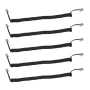 COMPUKAS 5Pcs Telephone Accessory Replacement Coiled Cable for Landline Phone Home Office Black