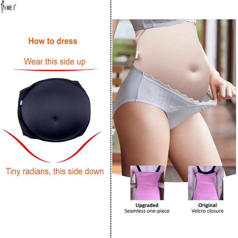 BIMEI Fake Pregnancy Sponge Belly with Seamless Waistband for Movie TV  Series Props Spoof Costume Cosplay Actor Performance Women's Novelty  Pregnant Belly Costume Accessory，Black，S(2-4 months) 