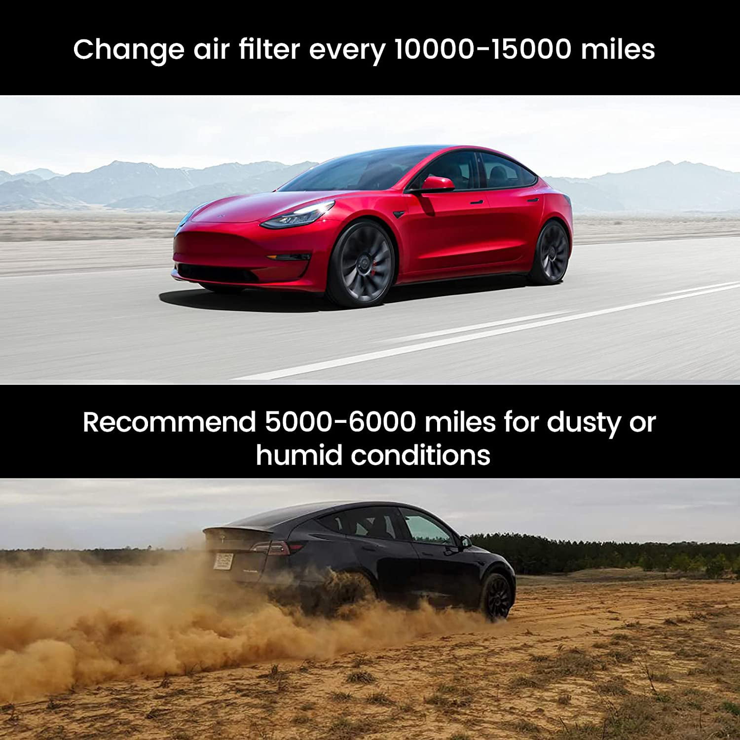 AIMTYD Lot de 2 filtres à air de rechange pour Tesla Model Y Model 3,  compatible avec le modèle Y 2020 2021, pour le modèle 3 2017 2018 2019 2020  2021 