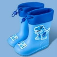 thumbnail image 3 of Hpapadks Rain Boots Kids Non Comfortable Outdoor Play Shoes Cartoon Printed Mid Top Cute Water Shoes Boys Waterproof Boots Blue, 3 of 6