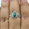 thumbnail image 3 of Green Malachite 925 Sterling Silver Handmade Unique Design Promise Wedding Enagagement Ring Gift Jewelry, 3 of 5