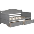 thumbnail image 4 of Twin Size Daybed with 2 Storage Drawers, Platform Storage Bed with Safety Guardrail and Slat Support, Sofa Bed for Bedroom Living Room, No Box Spring Needed,Black, 4 of 6